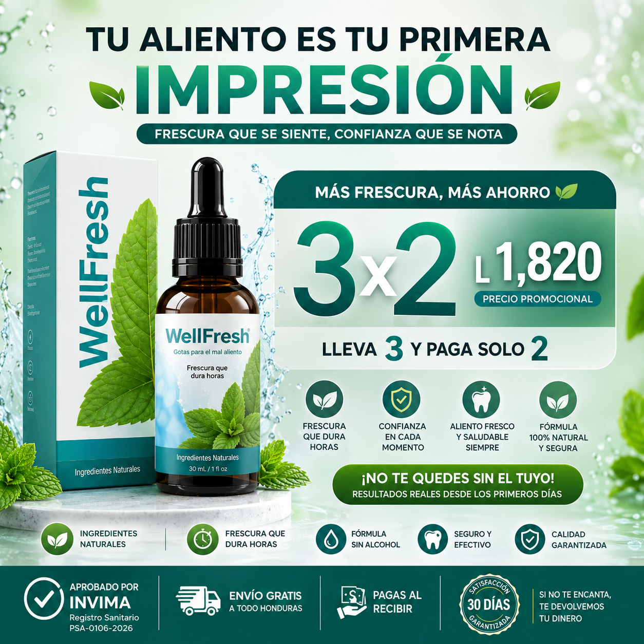 WELL FRESH - GOTAS PARA EL MAL ALIENTO 🌬️🍃❄️👌