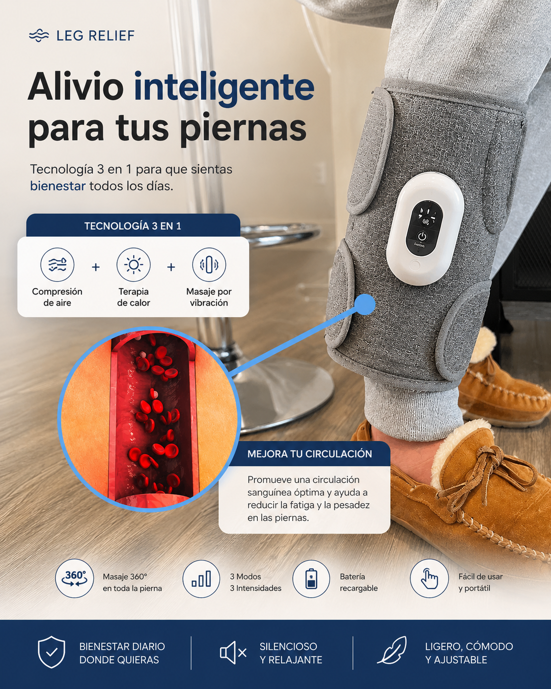 LEG RELIEF - MASAJEADOR DE COMPRESIÓN - ALIVIA TUS PIERNAS🦵😌
