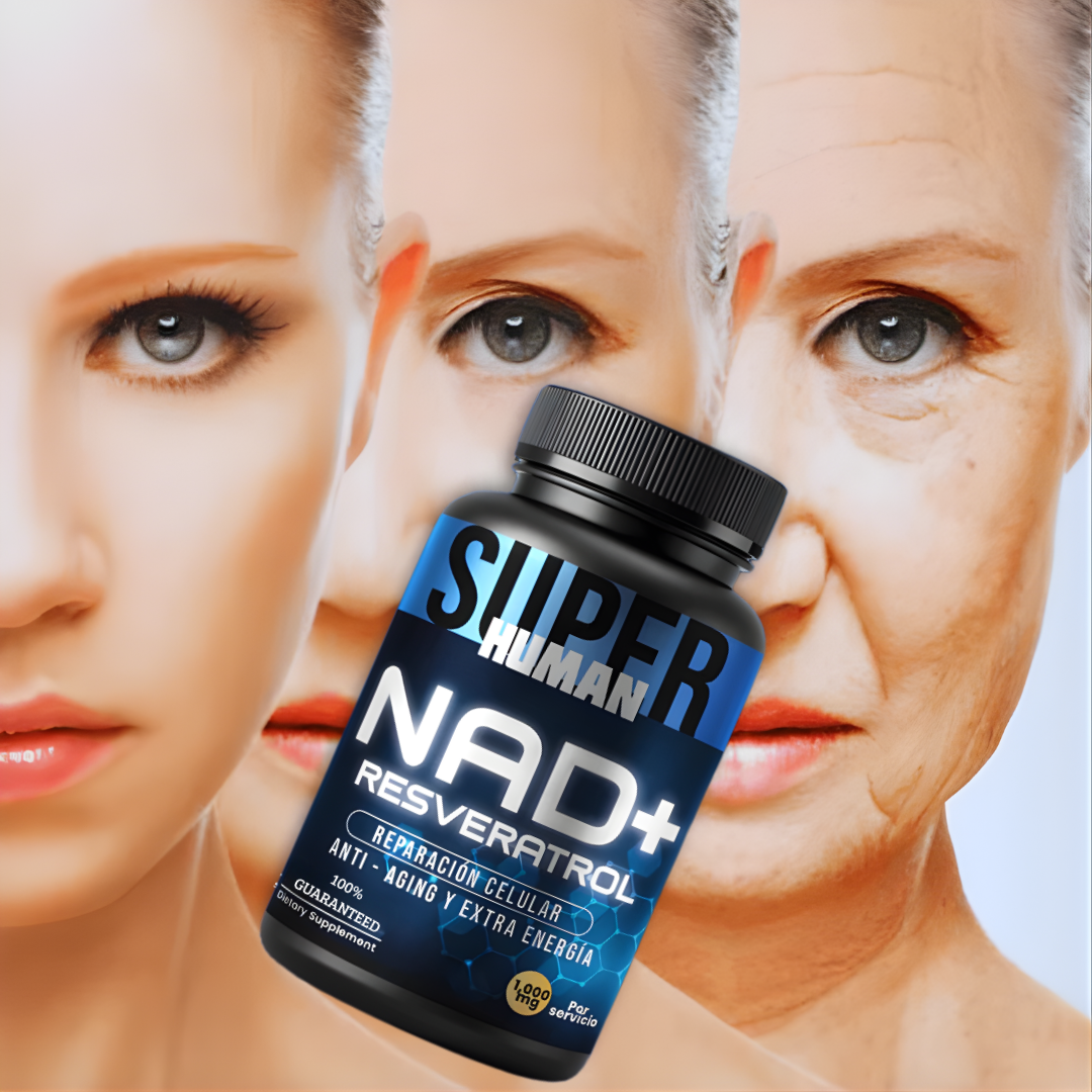 💊Super Human | NAD + Resveratrol - Cápsulas de Reparación Celular Antienvejecimiento y Energía Extra.
