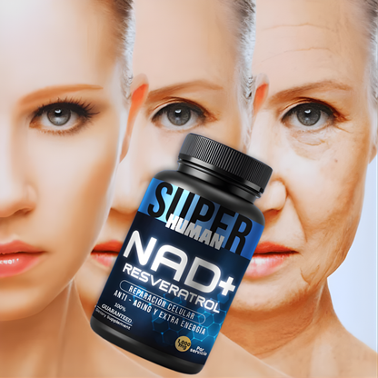 💊Super Human | NAD + Resveratrol - Cápsulas de Reparación Celular Antienvejecimiento y Energía Extra.